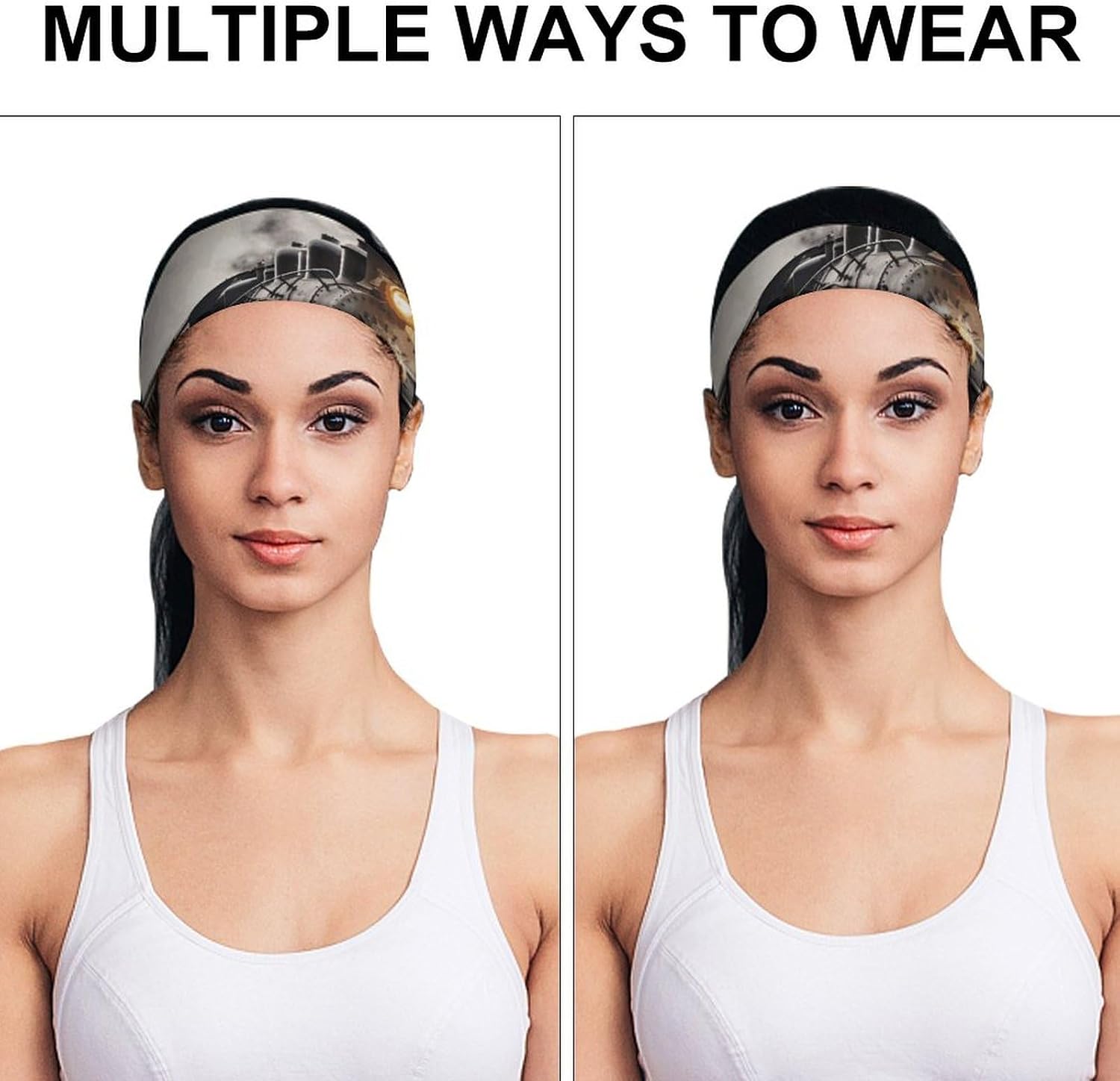 Steam Train Sports Headbands for Men, Breathable Hair Bands for Women, Moisture Wicking Athletic Sweatband, Personalized Wristband for Running, Gym, Workout