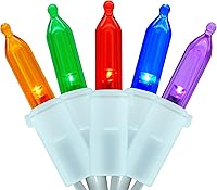 Vista 10 de YULETIME 200 Luces LED Azules de Navidad con Cable Azul, Paquete de 2 Tiras de 33 Pies, 100 Luces, Juego de Luces Navideñas Certificadas UL