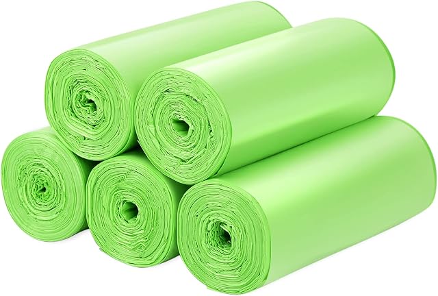 Biodegradable Trash bags 50PCS, Aievrgad 13Gallon/50L large Garbage bags/ For kitchen Bin. Bin Liner/Trash/rubbish Bags, 100% Recycled,Tough, degradable, Compost Bags for Food/household Green