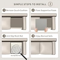 Vista 4 de HAVARGO Soporte para cojín de sofá para asiento hundido 20X20X2 pulgadas de espuma de mayor densidad debajo del cojín del sofá con tela de malla