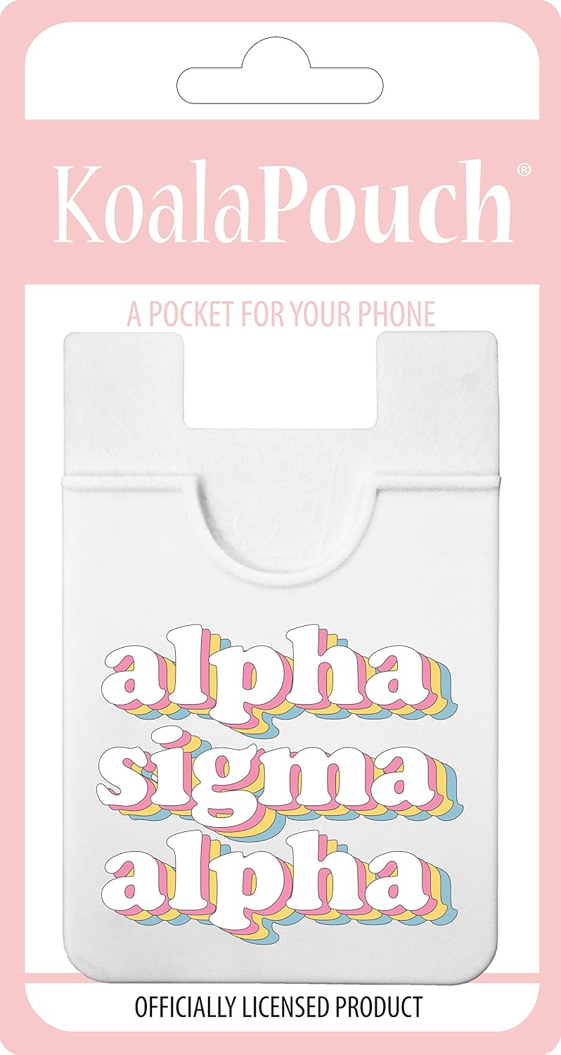 Sorority Shop Alpha Sigma Alpha Koala Pouch - Retro Design Card Holder For Phone Case- Phone Wallet Stick On - Ultra-Thin and Lightweight Phone Case Wallet - Holds Cards and Cash