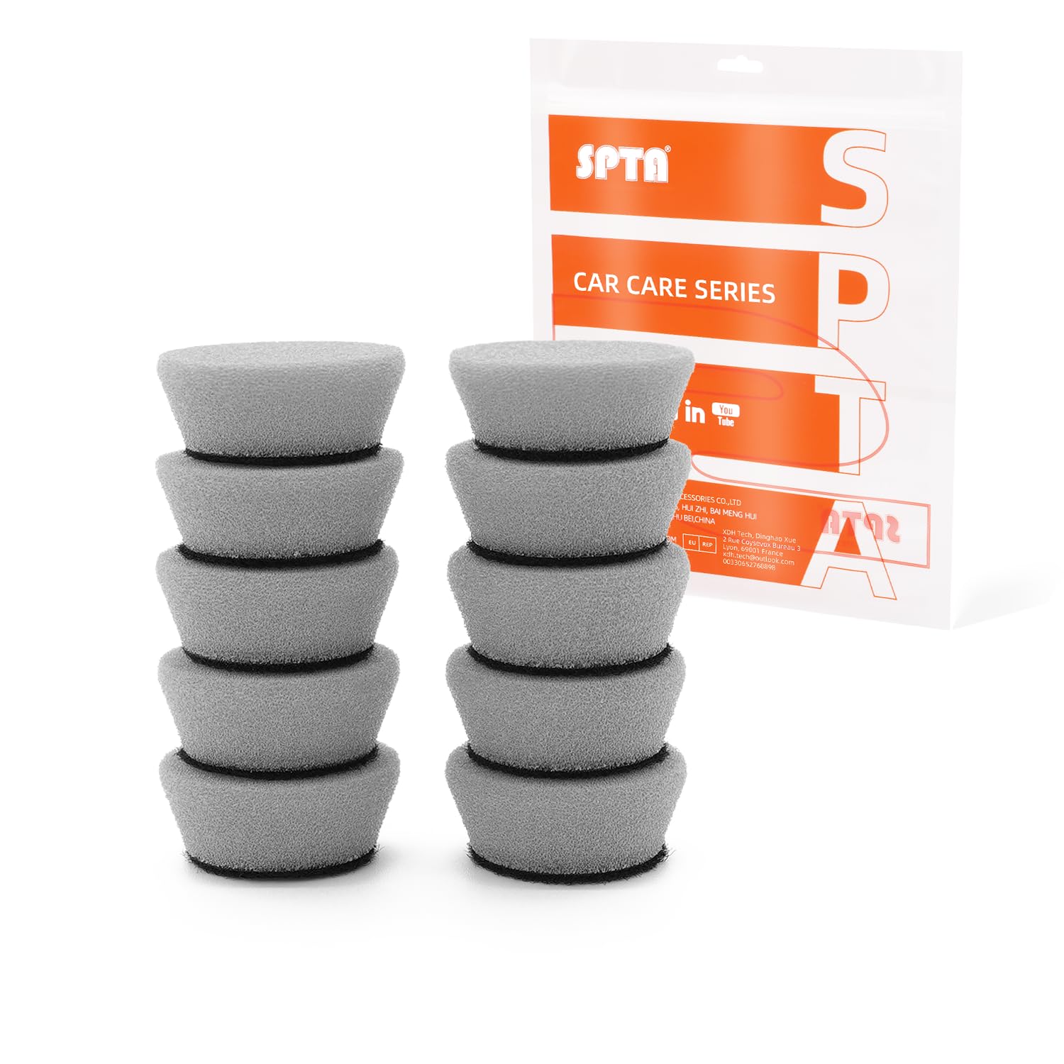 SPTA PRO Gray Mini Ultra-Fine Finishing Polishing Pads, 10Pcs 1.3inch/32mm Sponge Polishing Buffing Pads, Car Foam Detail Polishing Pad Kit for Car Detail Polishing, Small Area Polishing -FF103-10