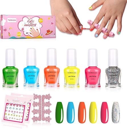 Amazon Tomicca 子供 マニキュア はがせるマニキュア 6色セット ネイルポリッシュ ネイルステッカー キッズ用ネイル 子供用 お誕生日 プレゼント用 Tomicca マニキュア ネイルポリッシュ 通販