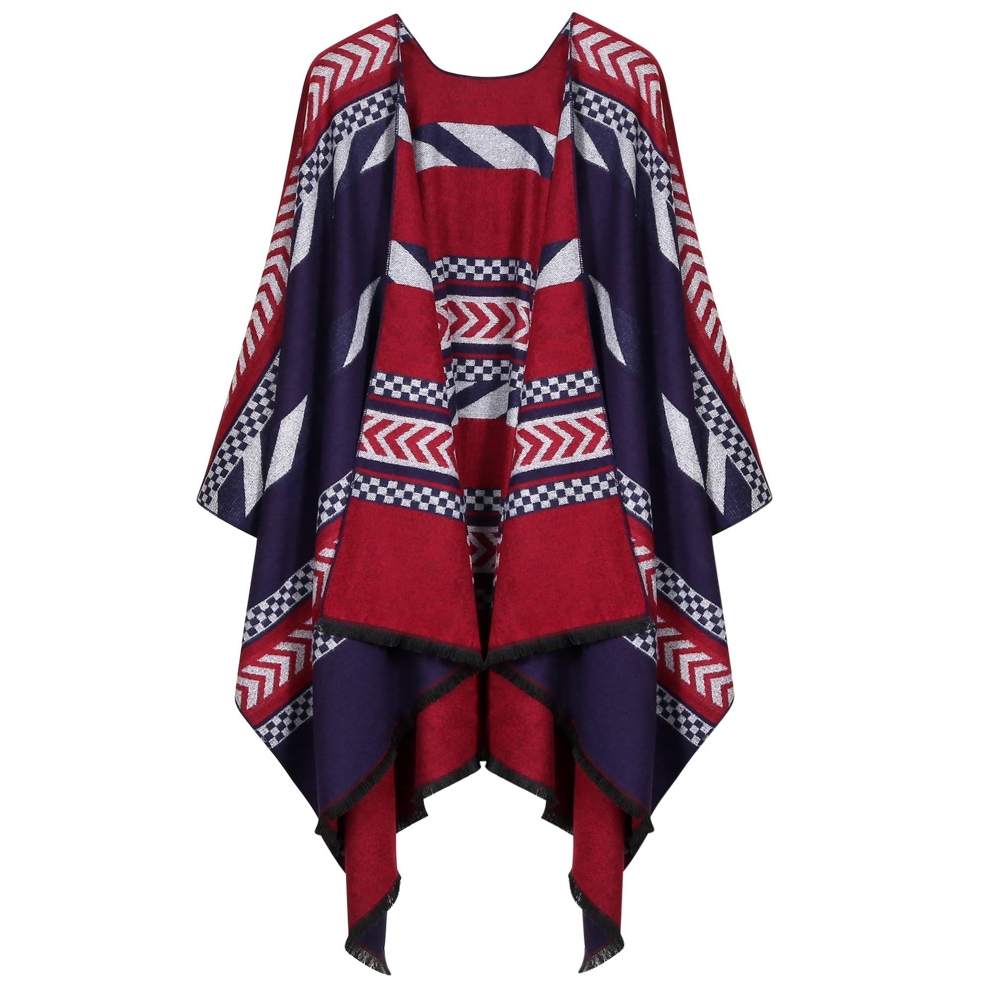 Womens Rhinestones Open Front Poncho Shawl Wrap Cape Ruana Travel Blanket Cardigan