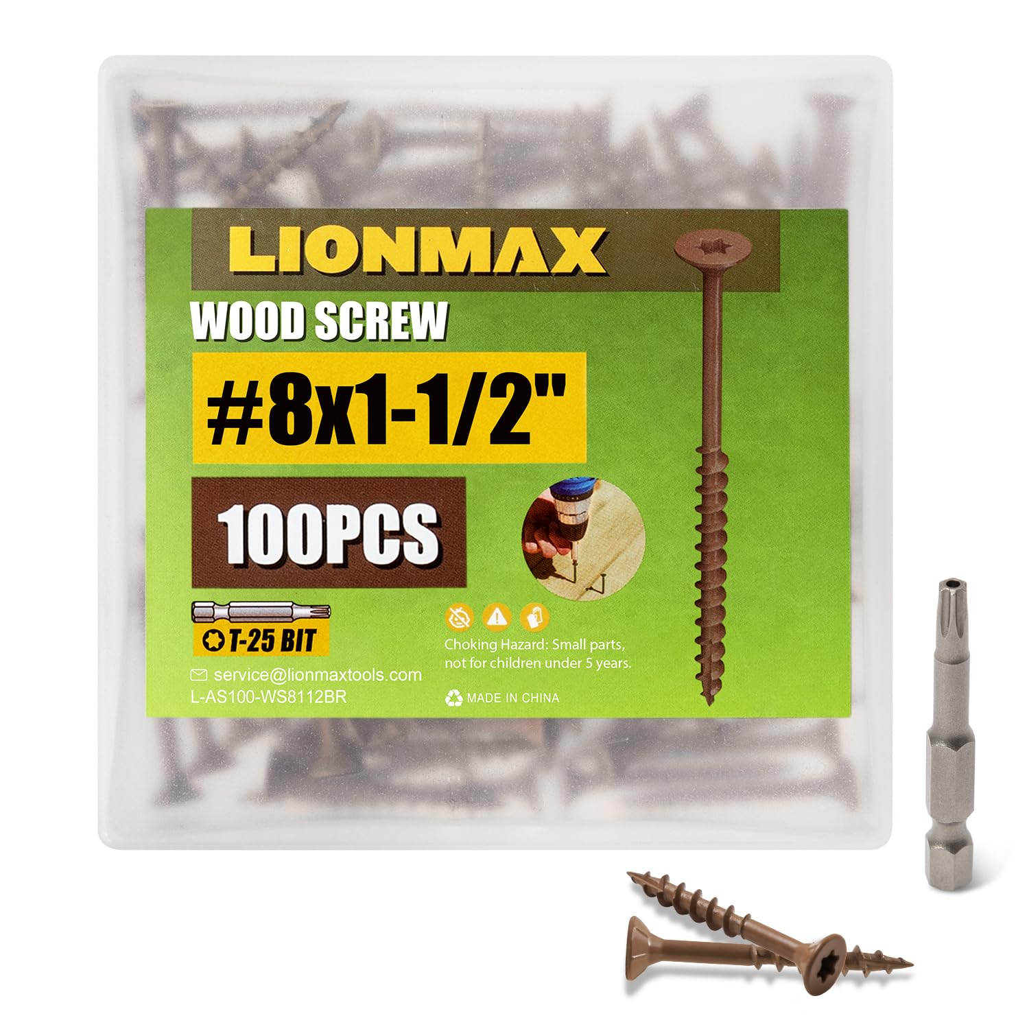 LIONMAX Deck Screws - 300 Pack, 1-1/2 Inch -25 LIONMAX Deck Screws - 300 Pack, 1-1/2 Inch -25