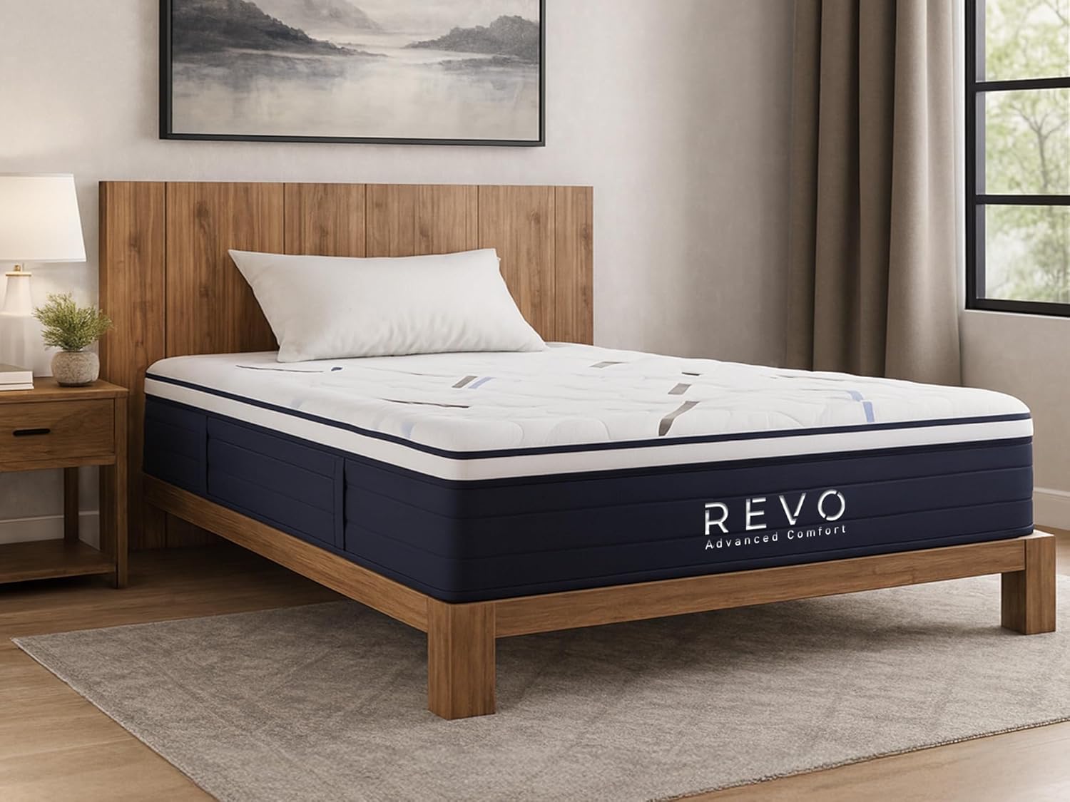 REVO Sleep 12-inch Cooling Hybrid Queen Mattress with Gel Memory Foam and Individually Wrapped Innerspring Coils - Superior Medium Comfort and Posture Support