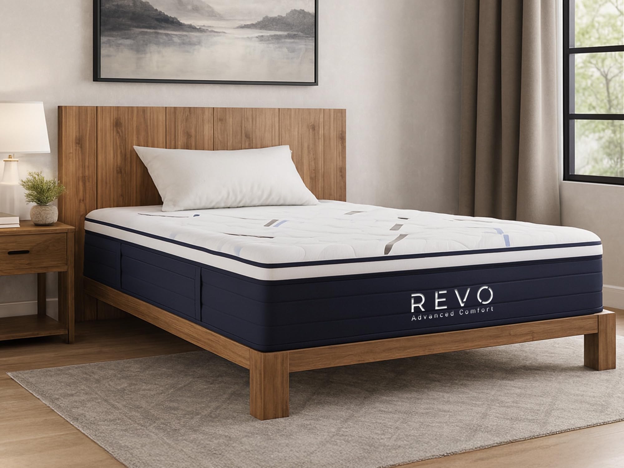 REVO Sleep 12-inch Cooling Hybrid Full Mattress with Gel Memory Foam and Individually Wrapped Innerspring Coils - Superior Medium Comfort and Posture