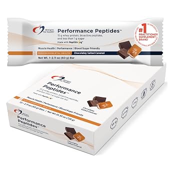 Designs for Health Performance Peptides Bars (12 Bars) | 15 g Whey Protein + 2.4 g PeptiStrong for Muscle & Endurance Support Sweetened with Allulose Vegetarian, Gluten-Free, Non-GMO,lt;1 g Sugar