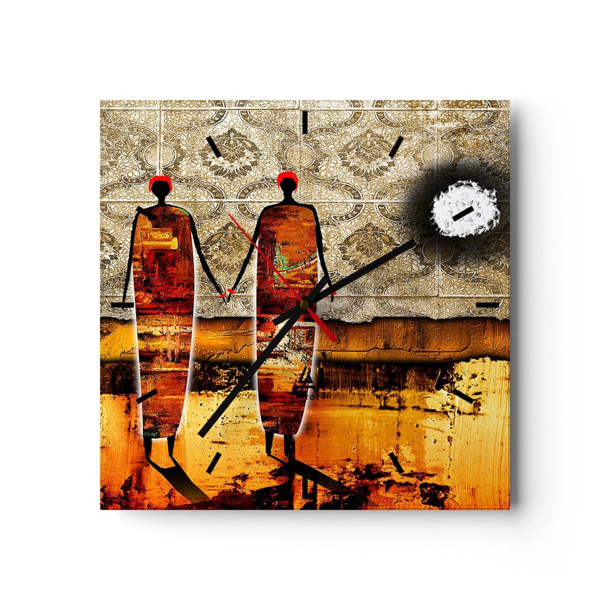 Reloj de Vidrio 40x40cm Cuadrado Decorativo Abstracto Personas - 0659