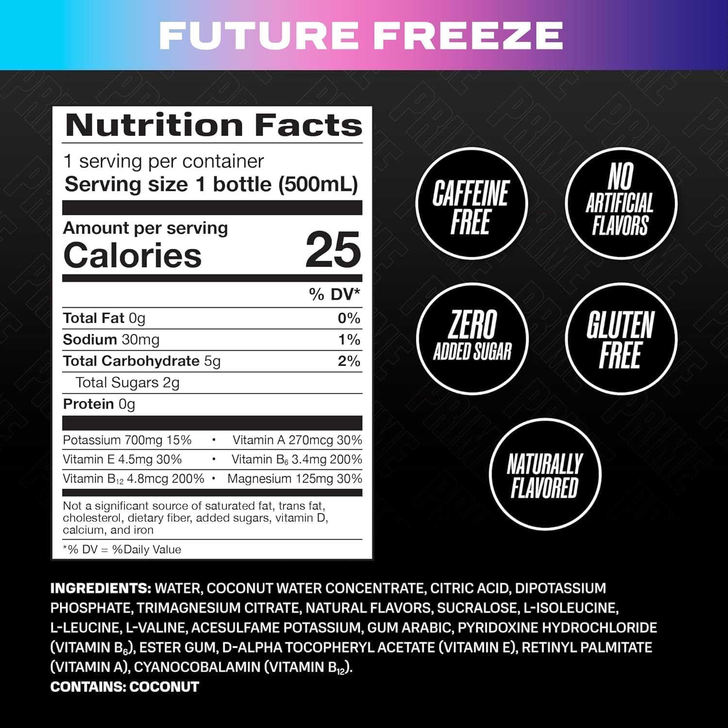 PRIME Hydration Drink, Future Freeze, 16.9 FL oz 500ml (Product Of USA) With 1 Unit Flavourito Kunafa Chocolate 20g Free From DECADENT 1