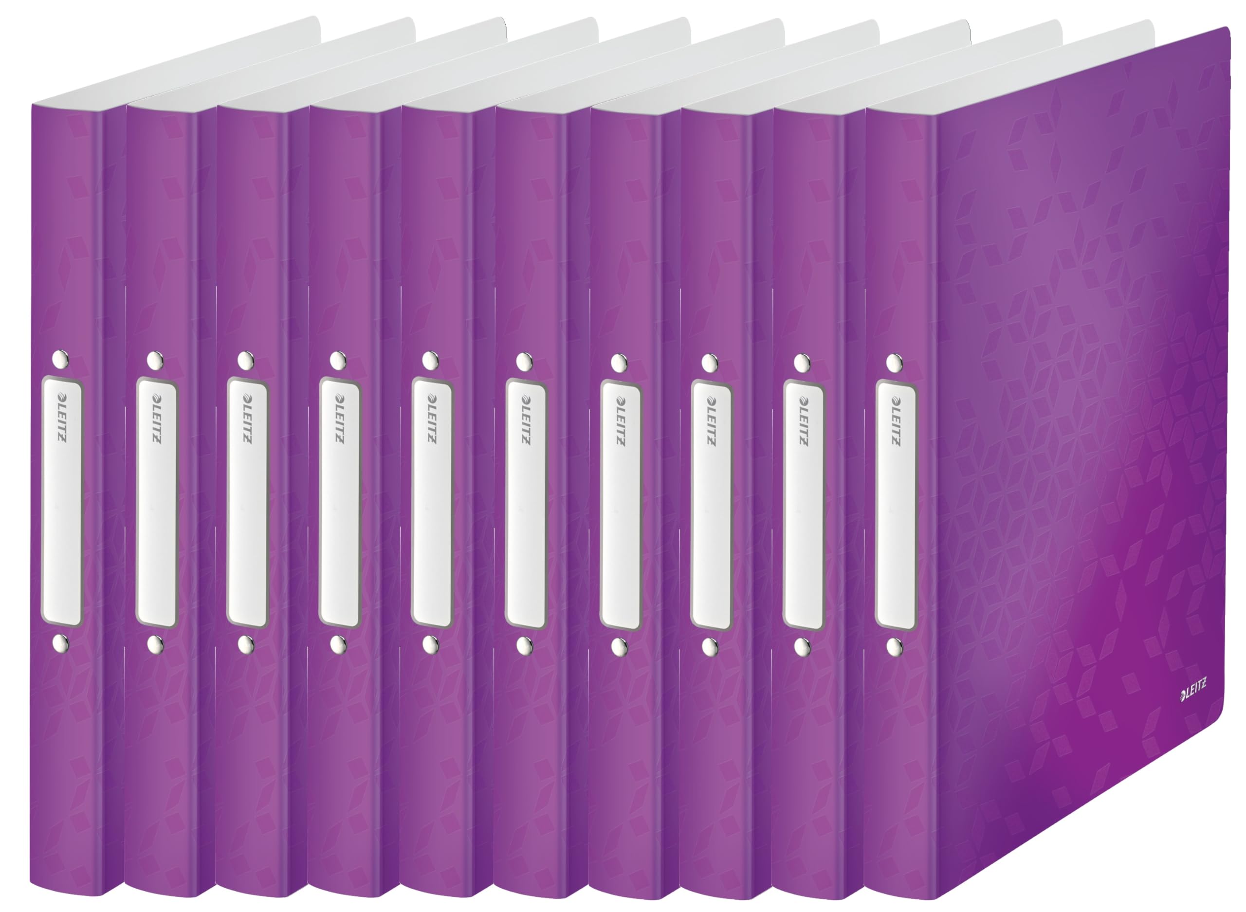 Leitz Wow 2-O - Raccoglitore ad Anelli, Formato A4, 25 mm, Confezione da 10, Colore: Viola