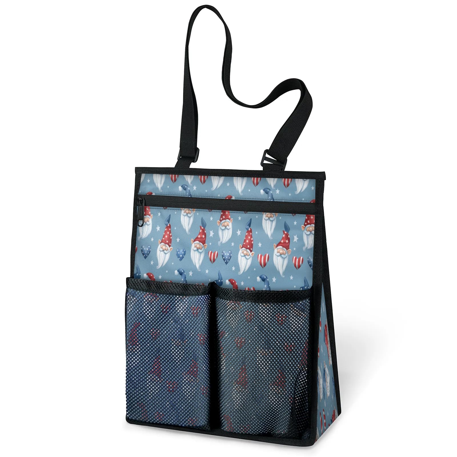Ourtheme American July 4th Gnomes Portable Shower Bag for Travel Gym Camp Beach Tote Shower Caddy Bags Hanging