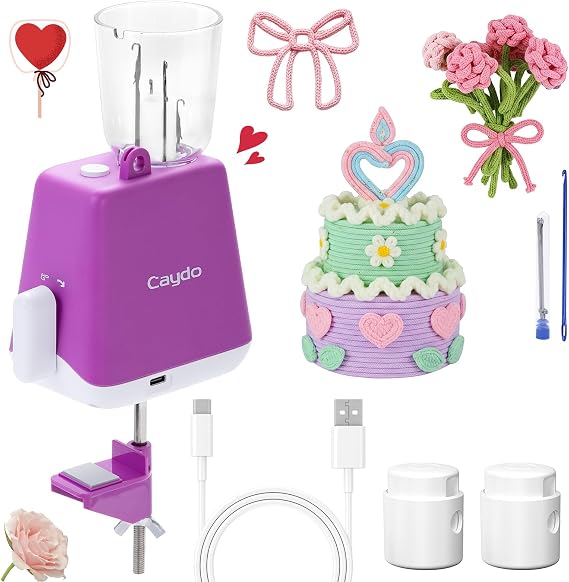 Caydo Electric iCord Knitting Machine F1, Auto Turns Yarn into Neat i-Cords