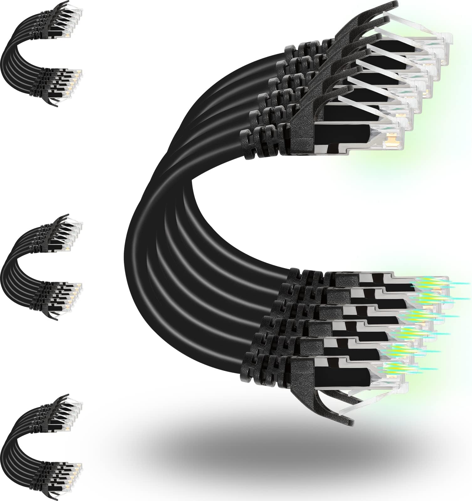 Rapink Patch Cables Cat6 3ft (24 Pack), Ethernet Patch Cable 10G Support, Cat 6 Patch Cable for Patch Panel to Switch, Flexiable Cat 6 Ethernet Cable with Gold Plated Black