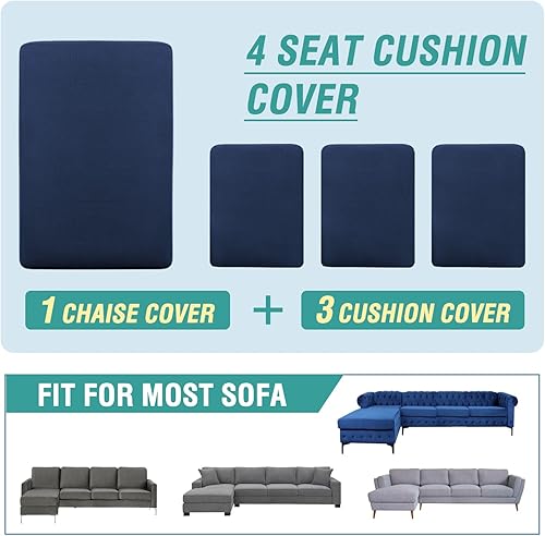 Miniatura 6 de cjc Funda de sofá para sofá modular en forma de L, 3 piezas, fundas de jacquard elásticas para sofá de sala de estar, fundas de muebles en forma de