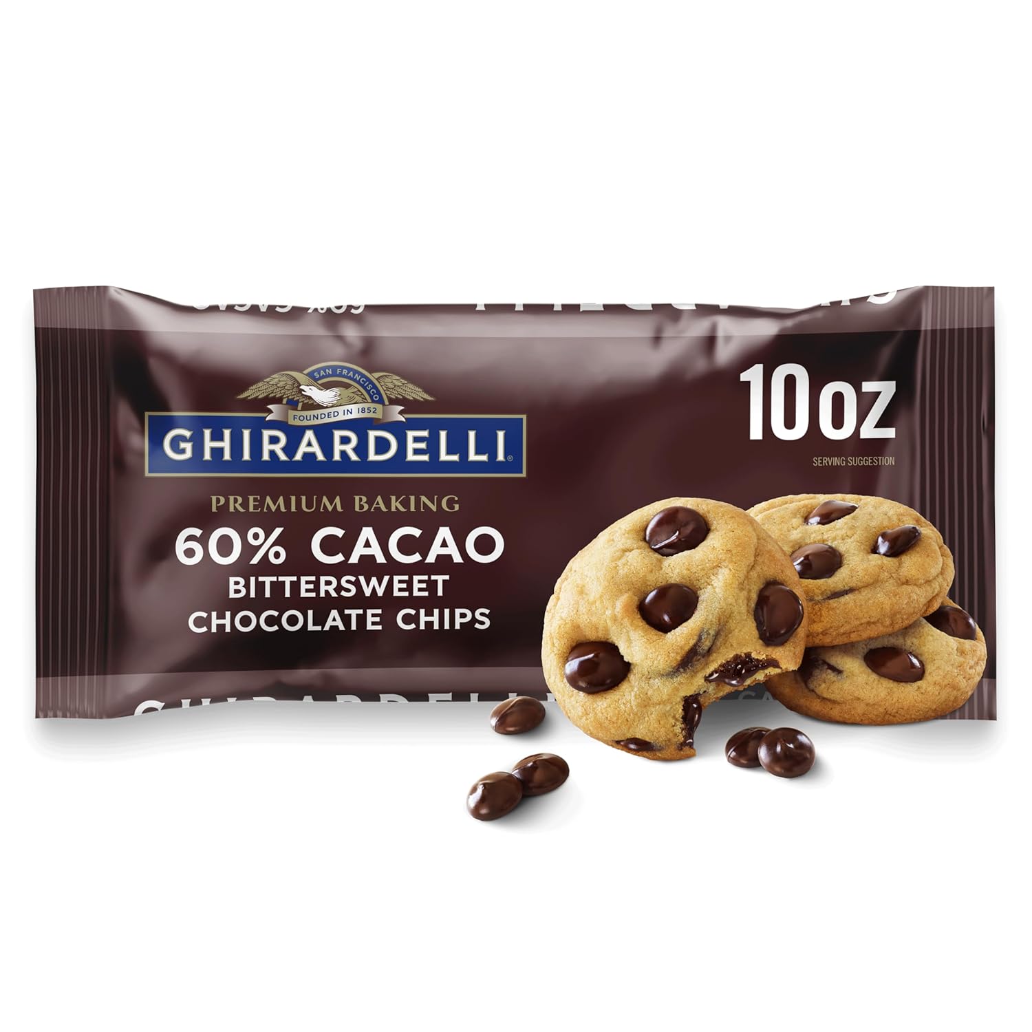 GHIRARDELLI Premium Baking 60% Cacao Bittersweet Chocolate Chips, 10 oz (6 Bags)