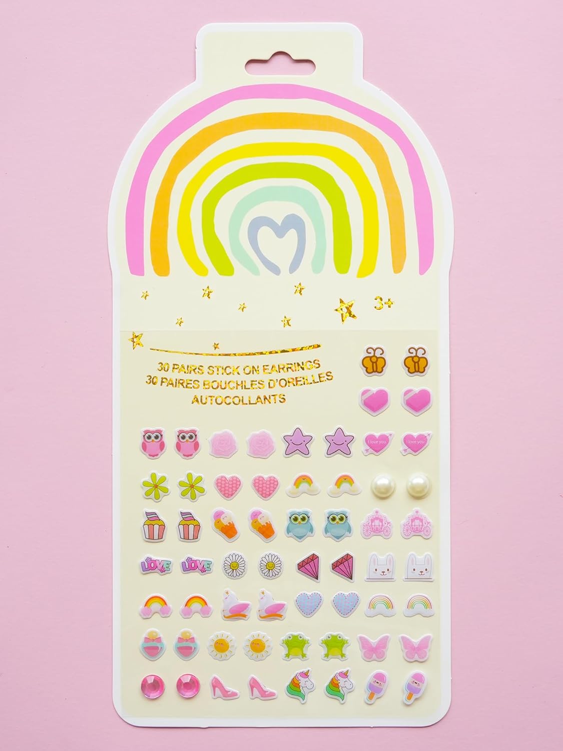 Stick On Earrings - Girls 3D Unicorn Sticker Earrings Self-Adhesive Glitter Craft Gem Stickers Easter Stick on Earring(Rainbow)