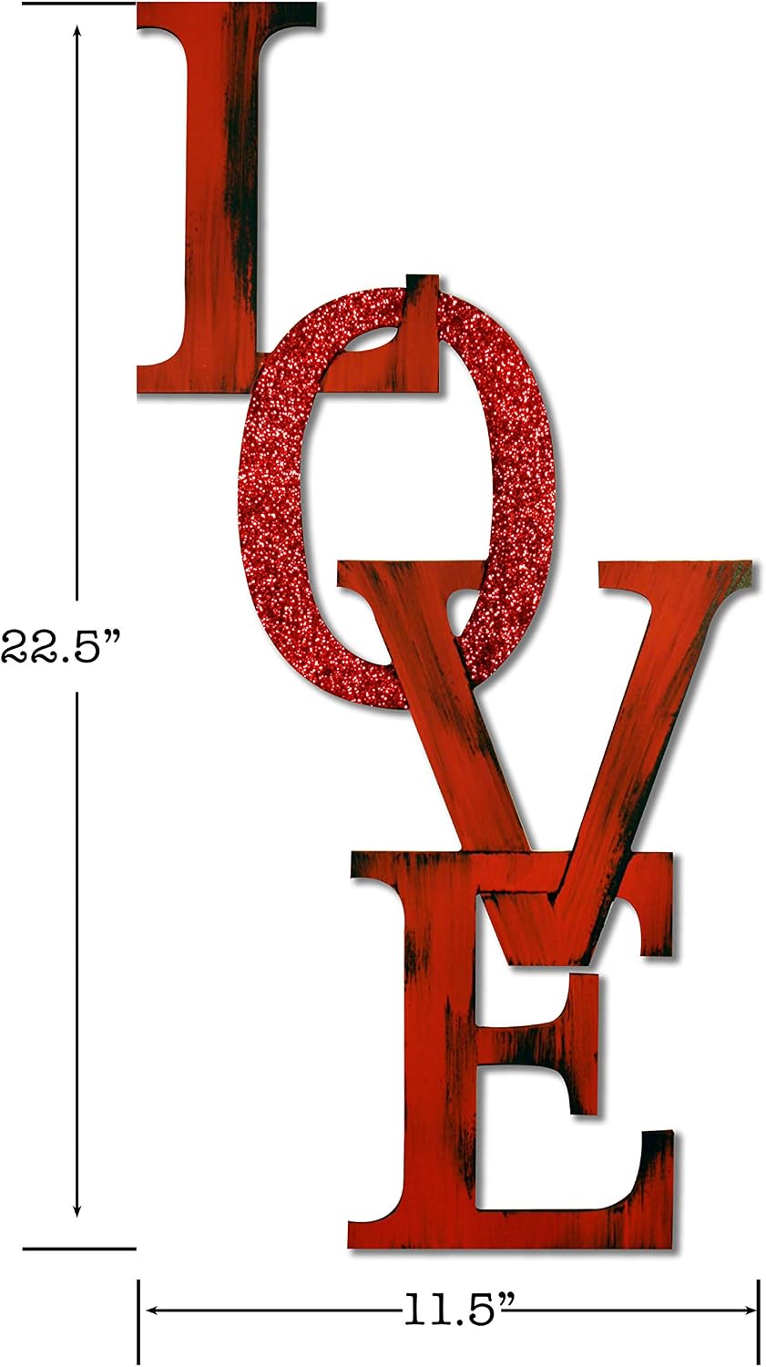 Letter2Word Wall Decor - Chained Love Original Word Wall Art, Red with Red Glitter