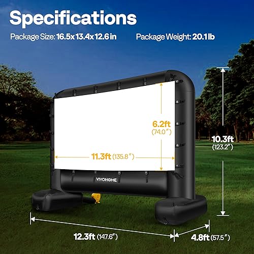 Miniatura 7 de VIVOHOME Pantalla de proyector inflable de 16 pies para exterior, pantalla de cine inflable para uso al aire libre, pantalla de TV Mega grande con