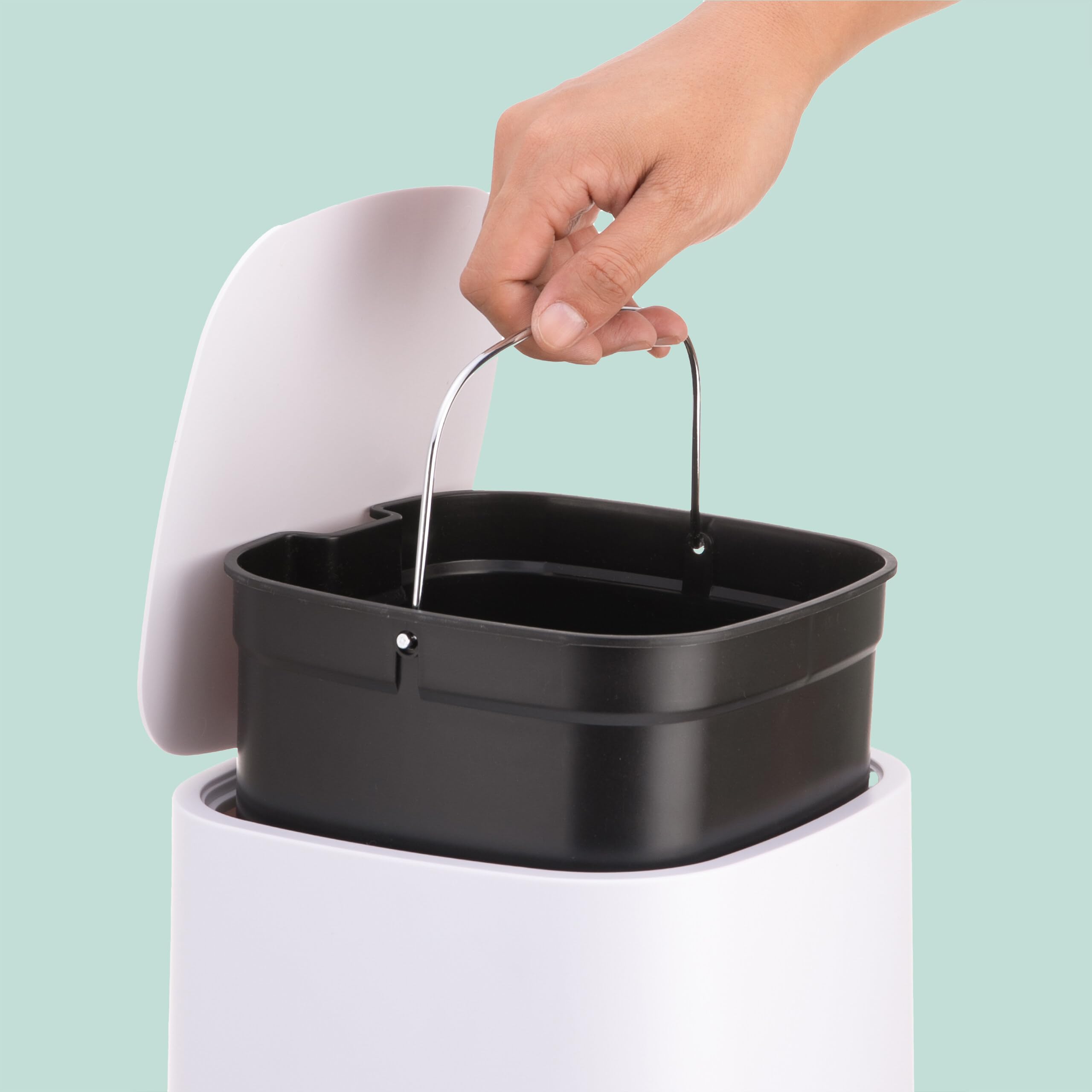 Relaxdays Cestino, 9 L, Chiusura Soft-Close, Secchio Interno Rimovibile con Manico, plastica