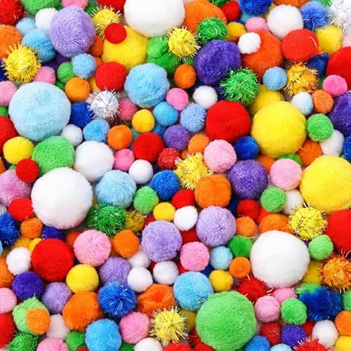 RITOLLO 1200 Stück Pompons Zum Basteln (1-3cm) ungefähr Bunt Pompons & Glitzer-Filzkugeln für DIY-Projekte, Handwerk, Geschenkverzierung & Kreative Deko
