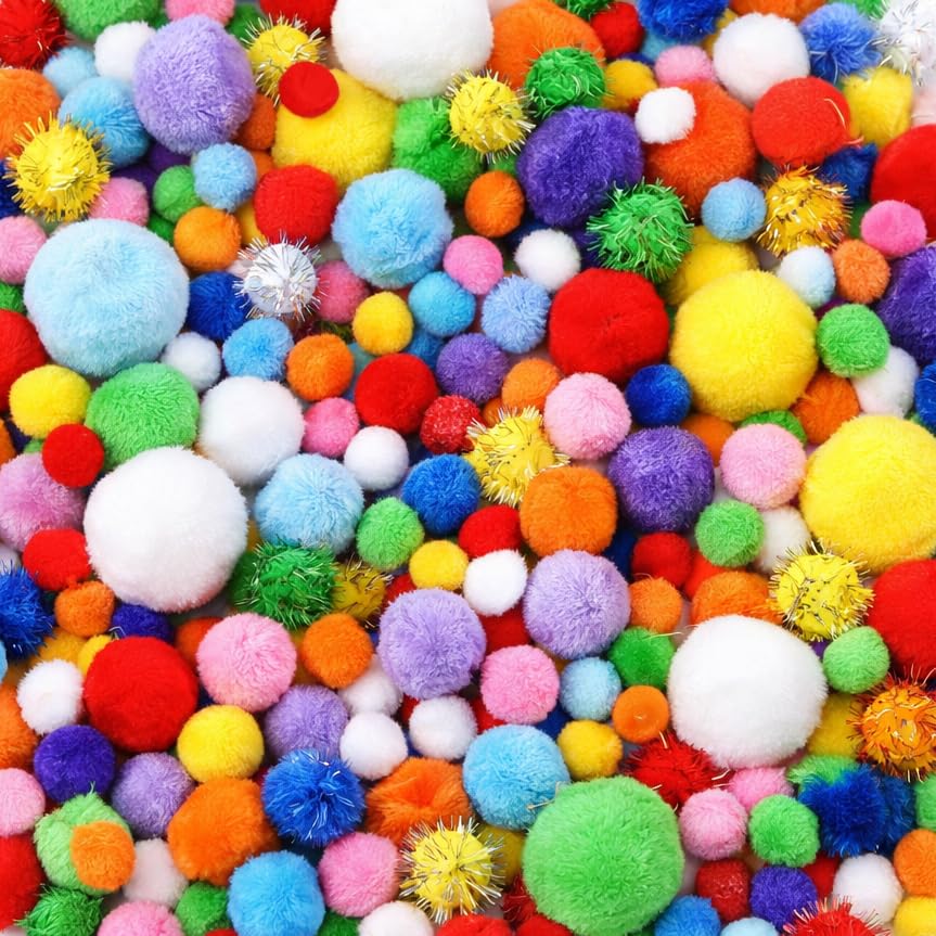 RITOLLO 1200 Stück Pompons Zum Basteln (1-3cm) ungefähr Bunt Pompons & Glitzer-Filzkugeln für DIY-Projekte Handwerk Geschenkverzierung & Kreative Deko