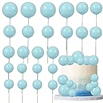 Gyufise 30Pcs Balls Cake Topper DIY Cake Insert Toppers Ball Cake Picks Cupcake Topper for Birthday Party Baby Shower Wedding Cake Decoration Blue