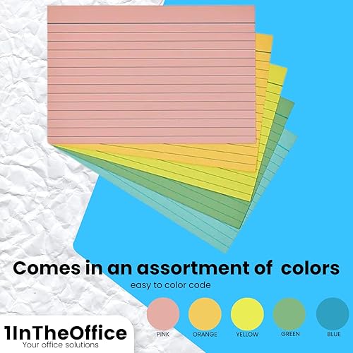 Miniatura 5 de 1InTheOffice Tarjetas de índice de colores pastel 4x6, paquete de 600