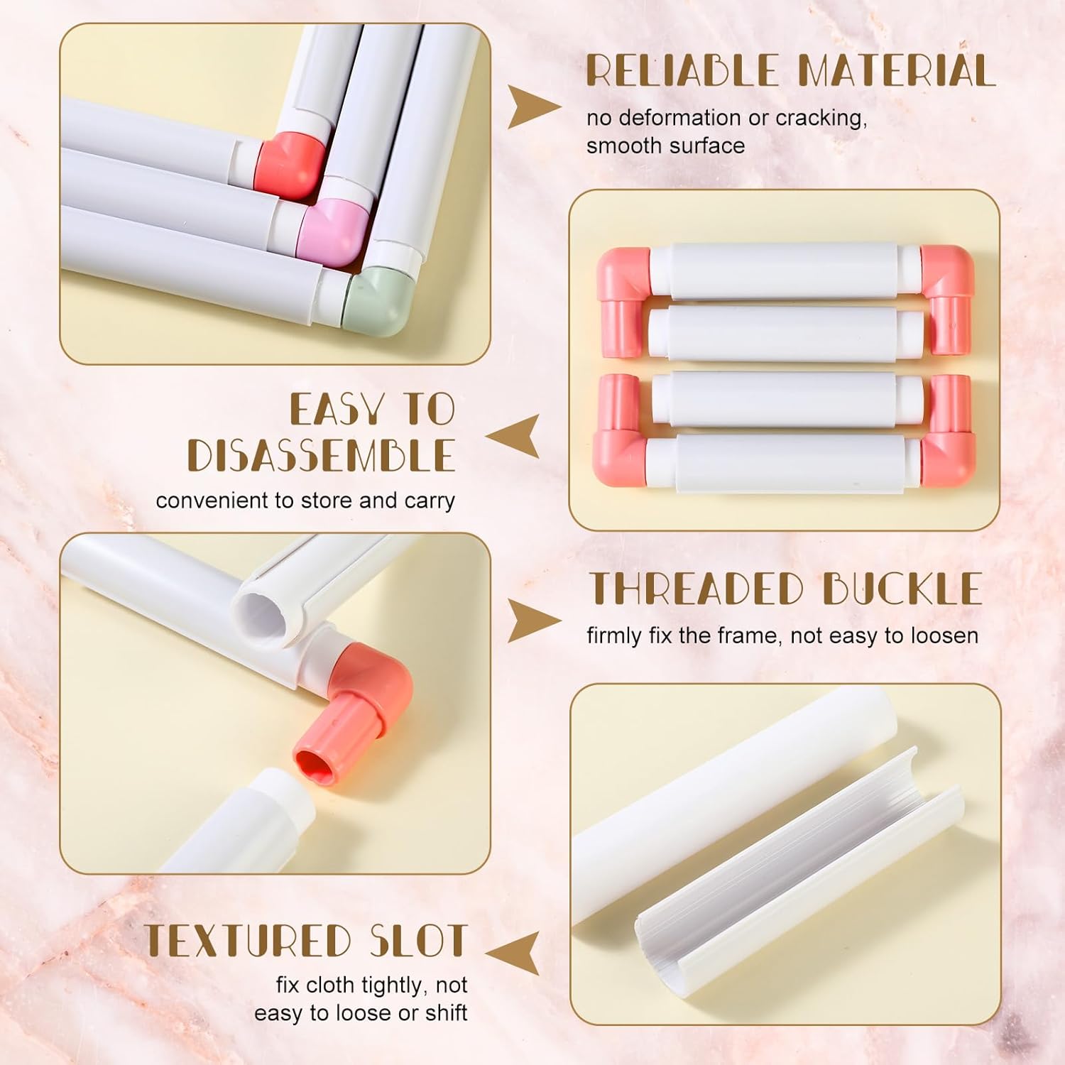 Janinka Embroidery Hoop 3 Pcs Cross Stitch Hoops and Frames White Rectangular Cross Stitch Embroidery Snap Frame DIY Sewing Tool for Quilting Silk-Painting 6 x 6, 8 x 8, 11 x 11 in (Mixing Colors)