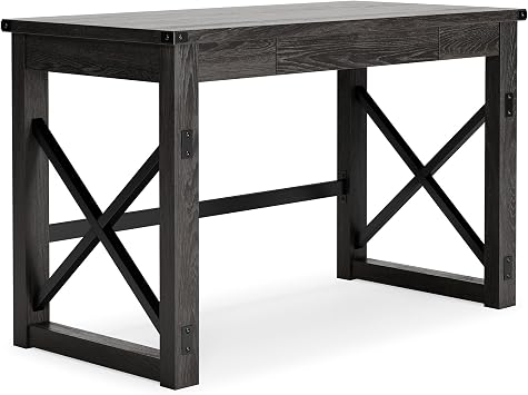 Signature Design by Ashley Freedan Rustic Farmhouse Home Office Desk, Dark Gray
