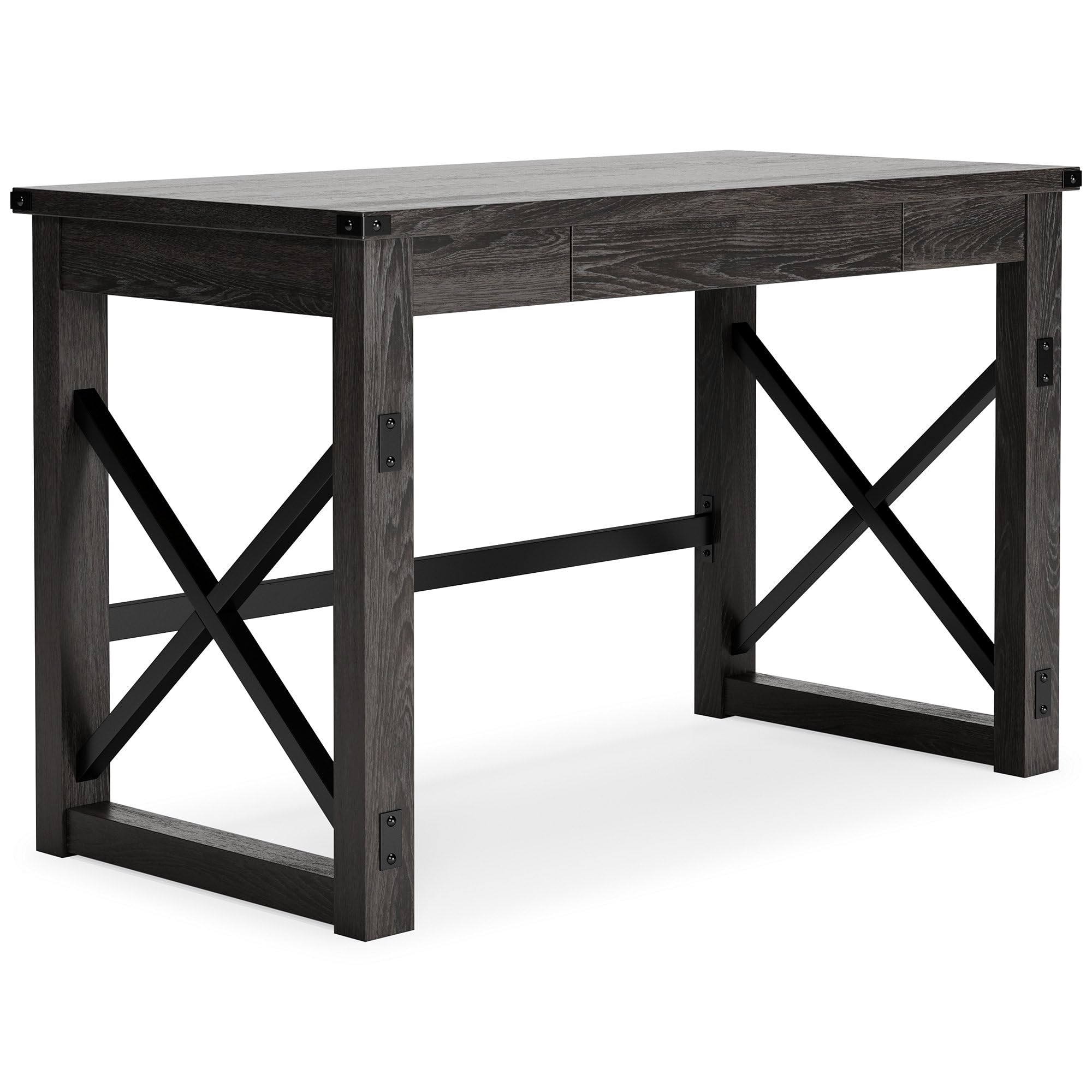 Freedan Rustic Farmhouse Home Office Desk, Dark Gray