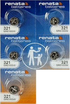 Renata Batteries 321 / SR616SW Watch Battery 5 Pack