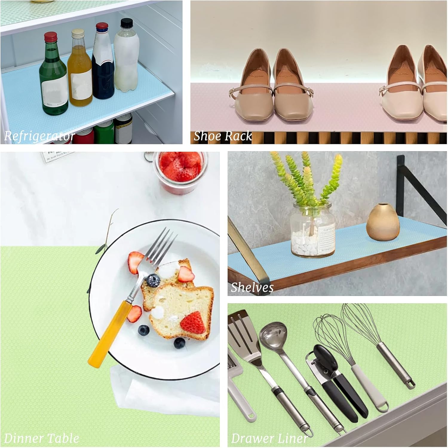 12-Pack Refrigerator Liners, Non-Adhesive Fridge Shelf Liners, Washable & Reusable Refrigerator Mats, Waterproof Shelf Liner, Ideal for Home Kitchen Drawers & Cabinets