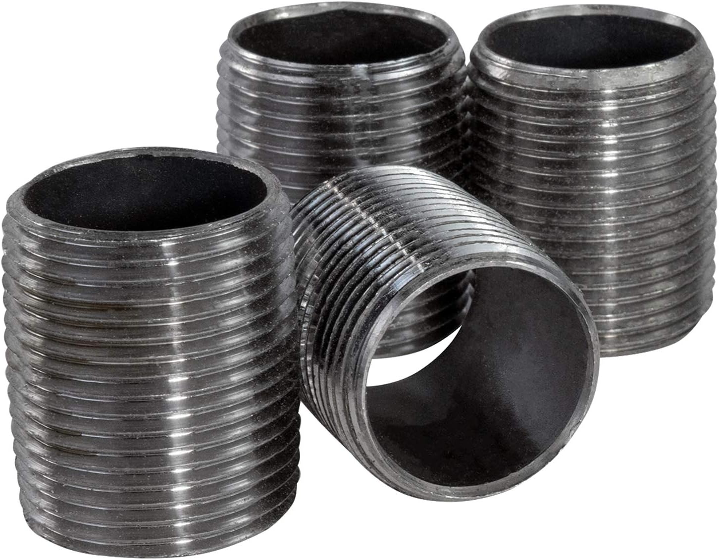Supply Giant 1200NPBA Malleable Black Pipe Assortment Kit, 60 Pipes Fittings For All Your DIY Projects, Threaded Steel Pipe Nipples 1/2 Inch(Pack Of 60)