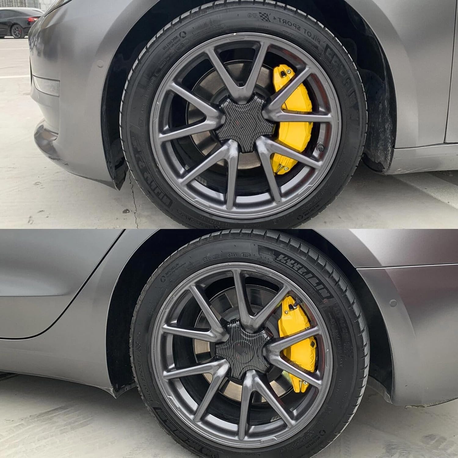 Brake Caliper Covers For Tesla Model Y Juniper 2025-2026，19 20 Inch Wheel Front and Rear Brake Caliper Covers 4 Pcs For Model Y Juniper Accessories (Yellow)