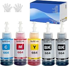 664 Ink Compatible with Epson 664 Ink Bottle Multipack for ET-2500 ET-2550 ET-2600 ET-2650 ET-3600 ET-4500 ET-4550 ET-14000 ET-15000 ET-16500 L100 L110 cm L200 L210 L350 L355 L365