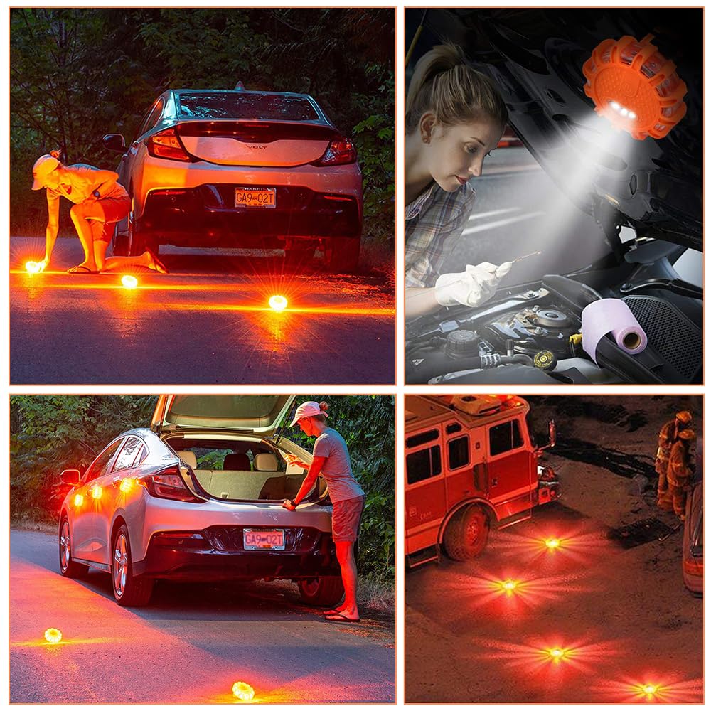 2 Luci Di Emergenza Auto Lampeggianti Impermeabili - Con Magnete E Gancio, 9 Modalità Flash, Rosse E Bianche, Per Auto, Camion, Barca - Batterie Non Incluse - 3