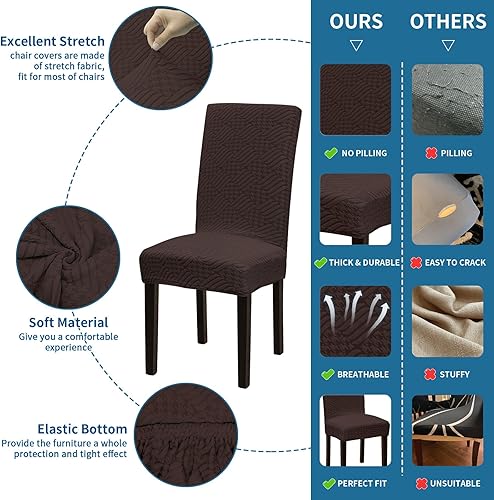 Miniatura 110 de Juego de 6 fundas elásticas para sillas de comedor, extraíbles y lavables, para sillas de comedor, hotel, ceremonia