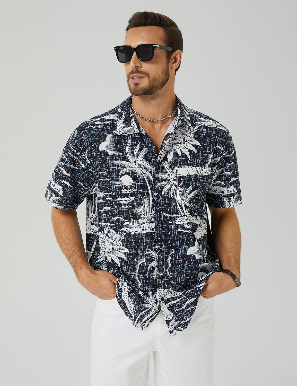 Hardaddy Men's Hawaiian Shirt Short Sleeves Coconut Printed Button Down Summer Beach Casual Shirts - Image 5