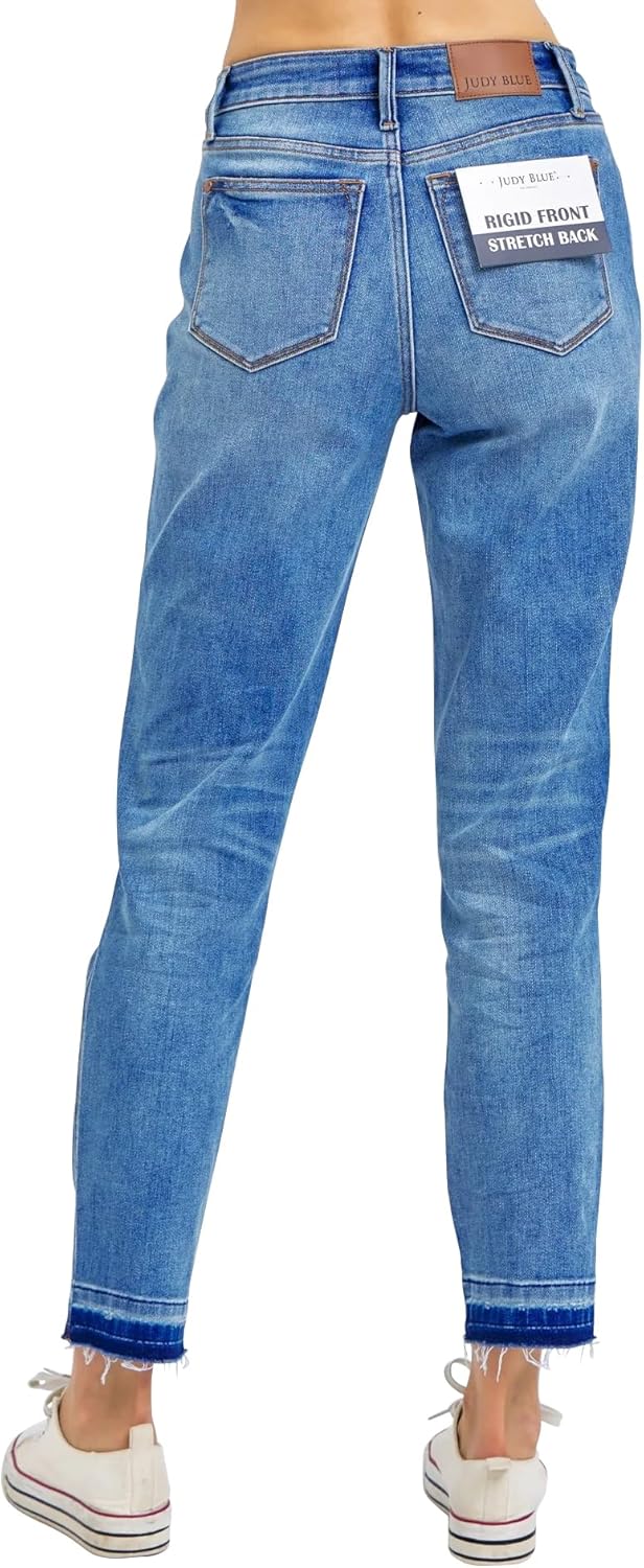 Judy Blue Women's Mid Rise Rigid Magic Release Hem Boyfriend Jeans - Image 2