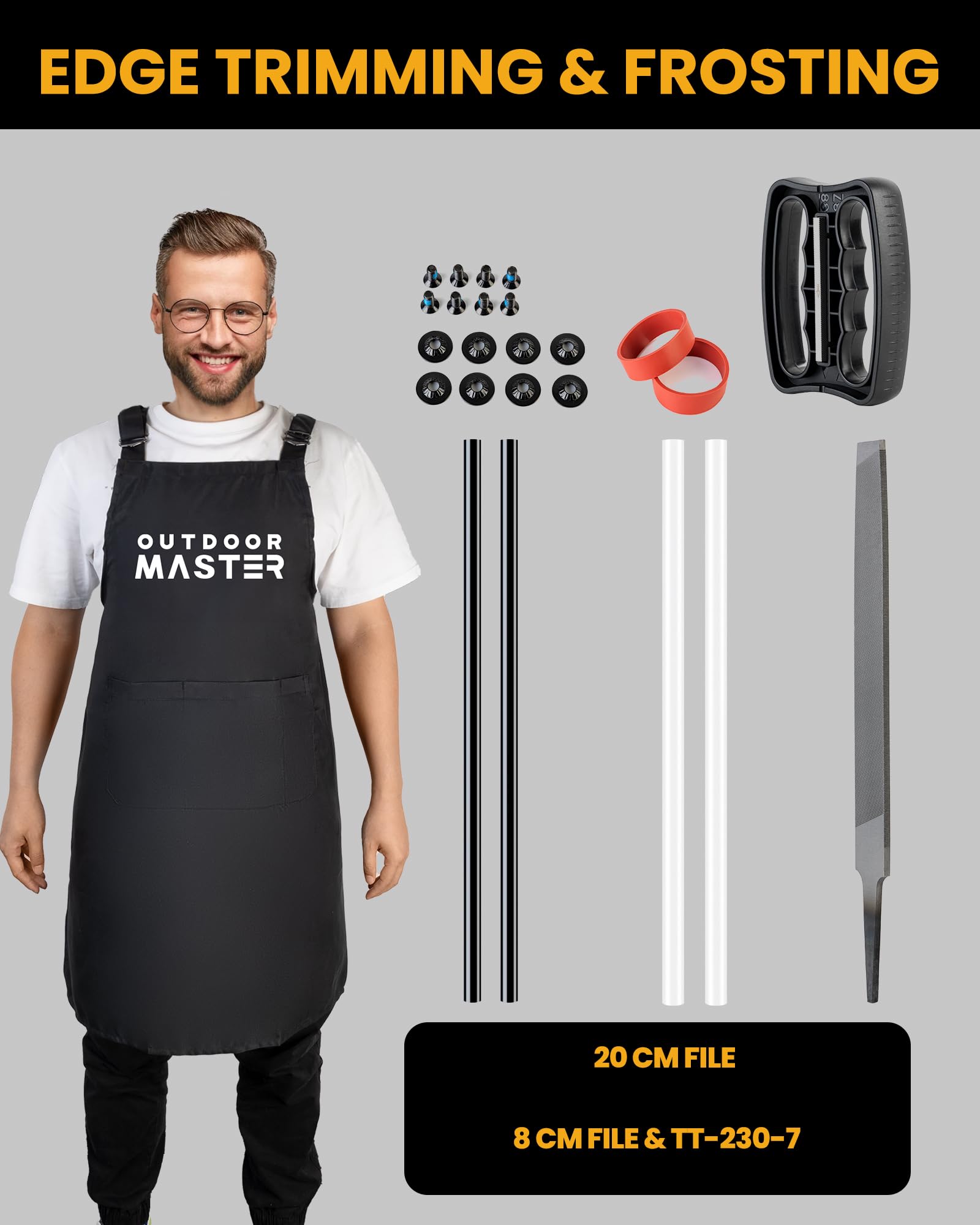 OutdoorMaster Kit de afinación y encerado para esquí y snowboard con plancha de cera, cera universal, afinador de bordes, cepillo, raspador de cera, Ptex, tornillo de fijación, banda de goma (negro,