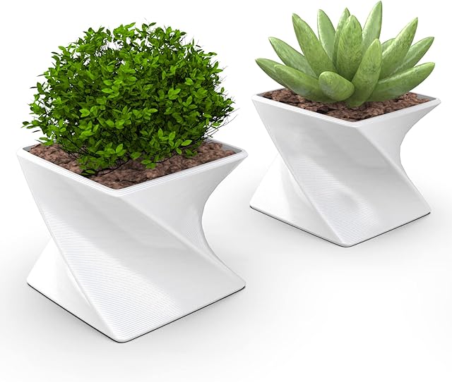2 Vasos Cachepot Suculenta Ervas Flor Decora Twist - Pp58