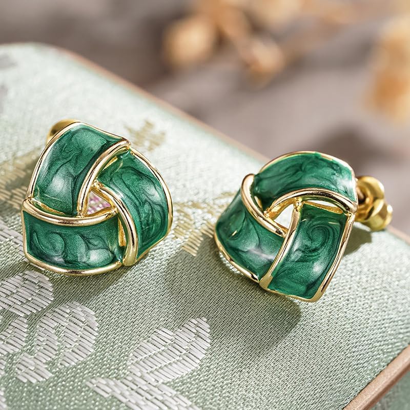 Triangle Drop Earrings for Women – Gold Plated Alloy with Green Enamel Drip Paint, Geometric Statement Jewelry Gift for Her, Birthday Present for Best Friend or Sister image 5