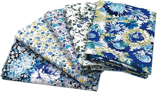 Miniatura 4 de Paquete de 5 piezas de tela de popelina de algodón 100% azul claro, 18.1 x 22.0 in (aprox. 18 x 22 pulgadas)