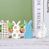 Vista 4 de 12 letreros de madera de conejo de Pascua, bloques de madera de conejo sin terminar, mini letreros de madera de conejito de madera para Pascua