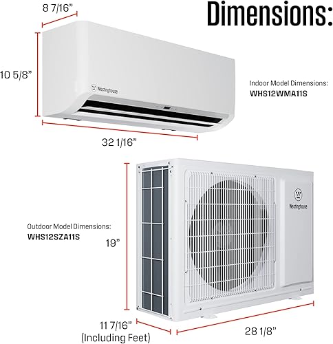 Miniatura 9 de Westinghouse 12,000 BTU, 115 V, 19 SEER sin conductos Mini sistema de calefacción, aire acondicionado dividido con bomba de calor inversor