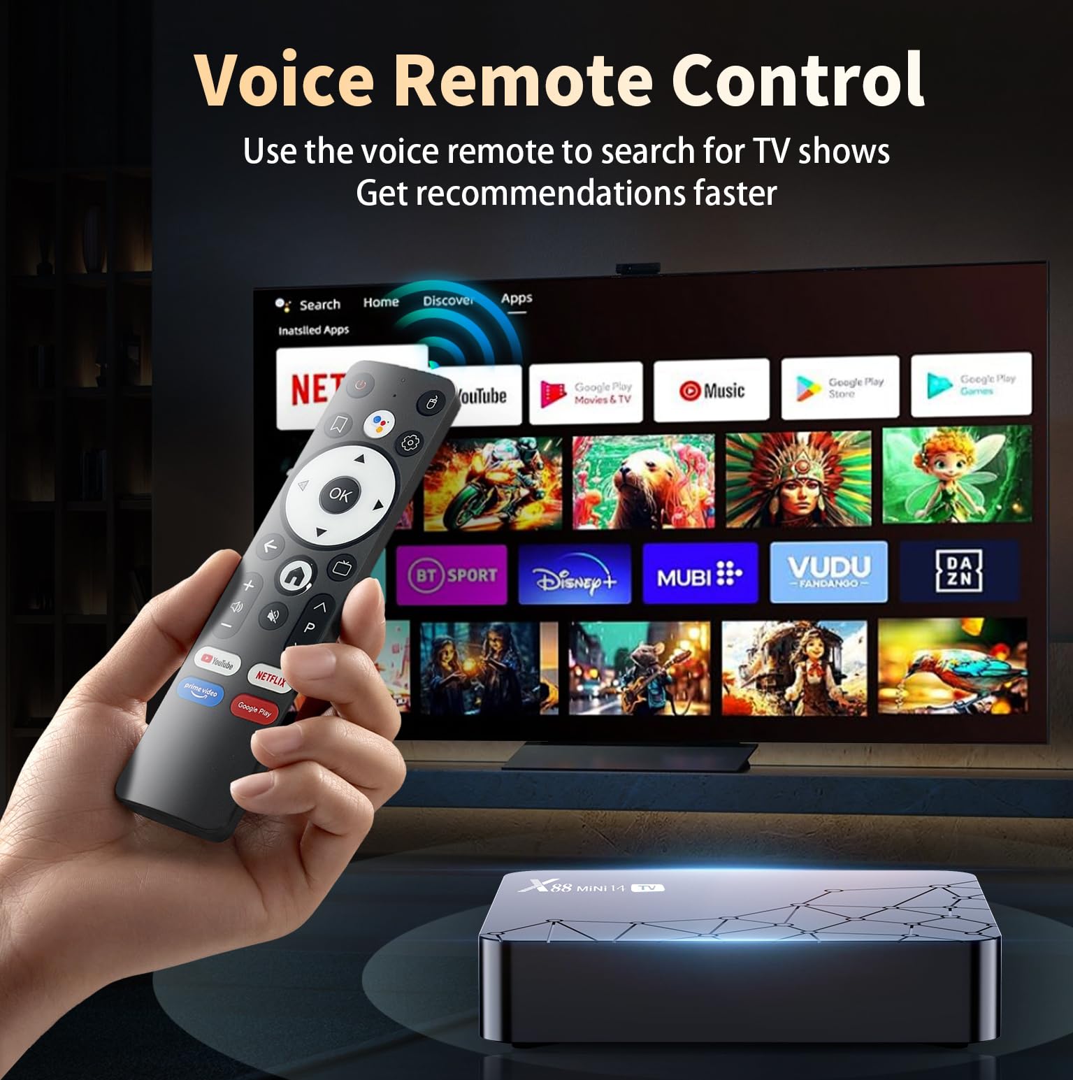 RUPA Android TV Box RK3518mini Android Box 14.0 avec RAM 2G ROM 16G WiFi6 Enternet 10/100M Bluetooth 5.0 USB 3.0 Support 3D HD 8K TV Box