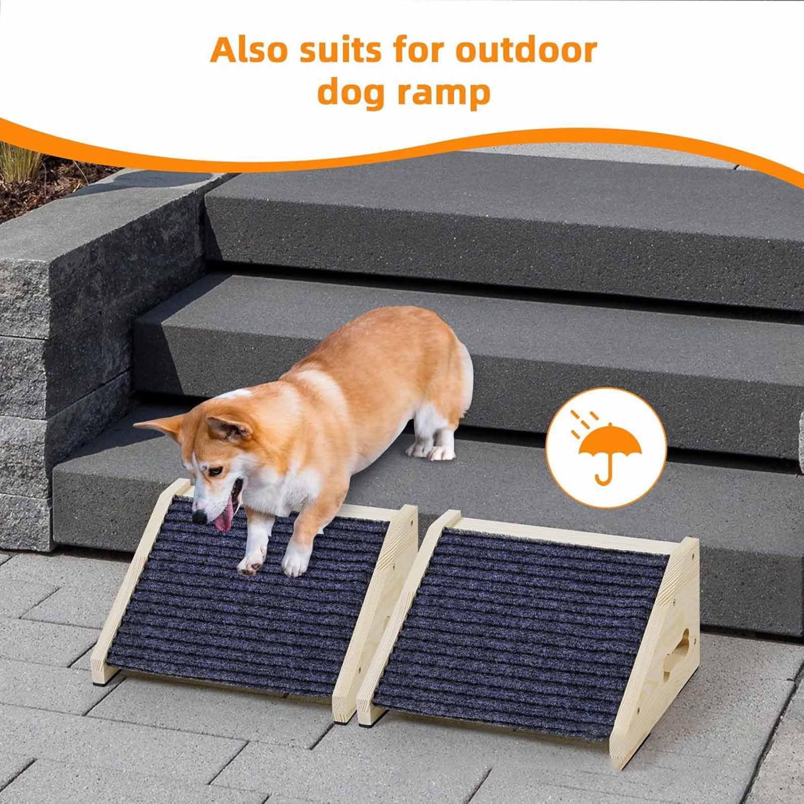 Rampa para Perros para Cama: Soporte De Protección De Articulaciones De 30 Cm, Estética De Muebles De Madera Antideslizante, Marco Portátil E Inclinación Segura De 26 Grados, Construcción De M