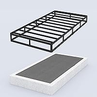 Vista 10 de Somier de 7 pulgadas para bases de cama matrimoniales, base de colchón de metal resistente con cubierta de tela, solo somier completo de perfil