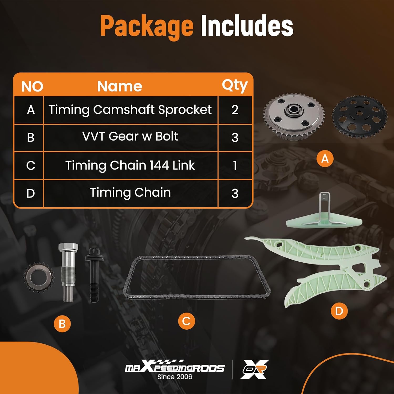 maXpeedingrods N14B16 Engine Timing Chain Kit for Mini Cooper 2007-2012 1.6L L4 N14B16C N14B16A Replace# 11317534833 9-0773S